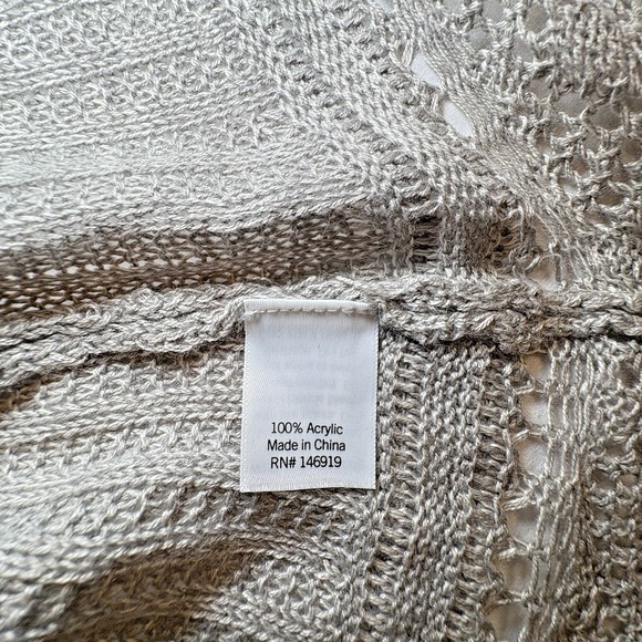 LC Lauren‎ Conrad Crochet Pointelle Sweater XL High-Low Bell Sleeves Lightweight - Picture 9 of 10